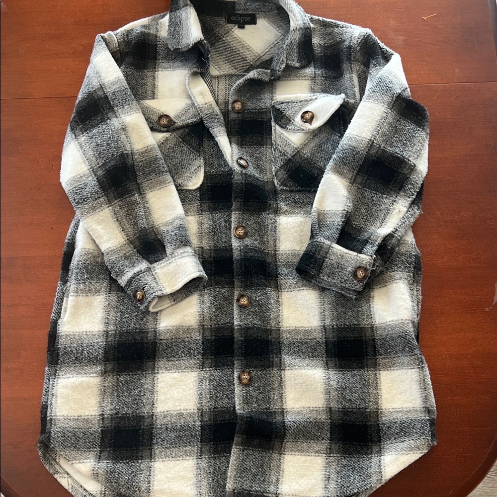 Eclipse Monochrome Checkered Shirt Jacket
